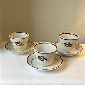 Tea Cups & Saucers  / Tea Leaf Lustre / Morning Glory Pattern / Tunstall